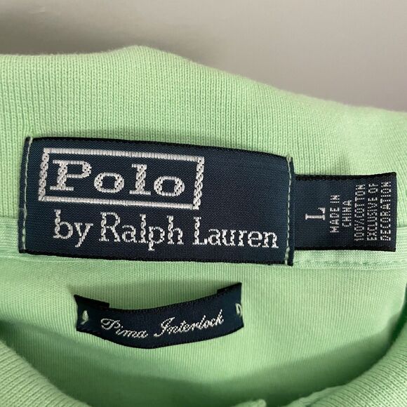 Polo Ralph Lauren Shirt Large L Neon Green Pima Interlock Multi Color Pony Golf - Picture 3 of 13